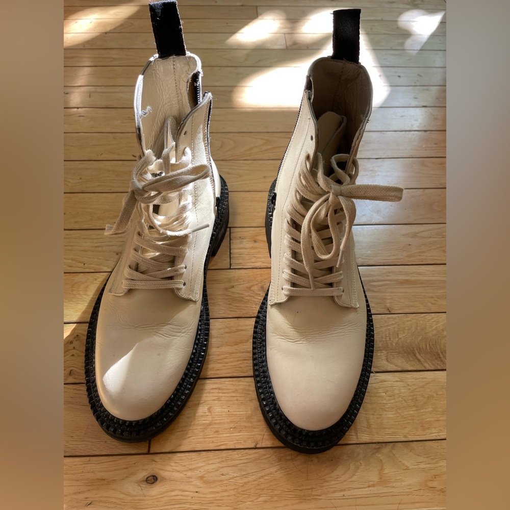 Charlotte Stone Cream Combat Boots
